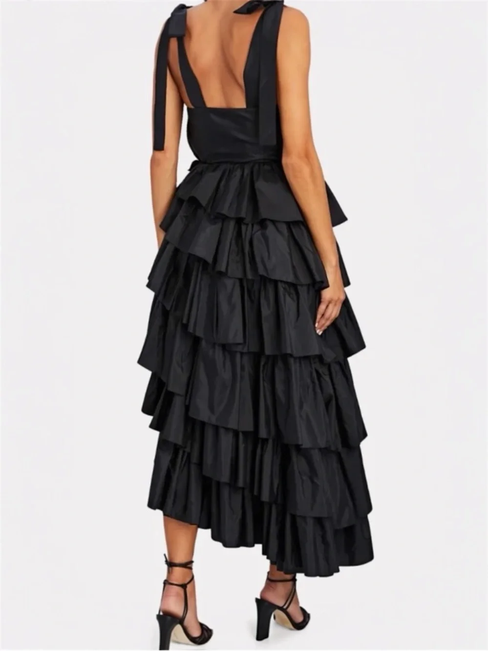 Ulla Johnson Valentina Silk Tiered Ruffle Midi Dress Black 6 NWT - Picture 3 of 15